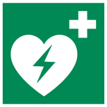 Hinweisschild zum Defibrillator, AED.